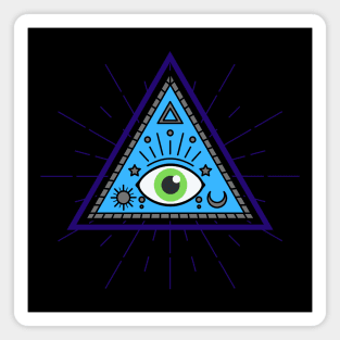 All Seeing eye - blue and grey with green eye Magnet